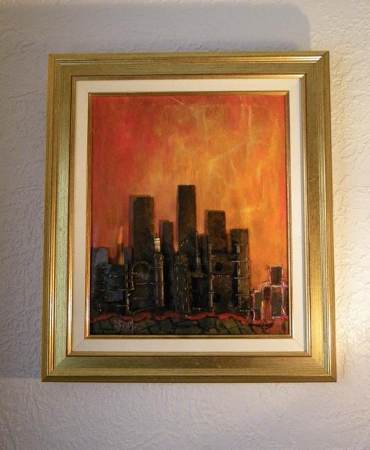 Peinture intitulée "Une ville...demain" par Ragajule, Œuvre d'art originale, Huile