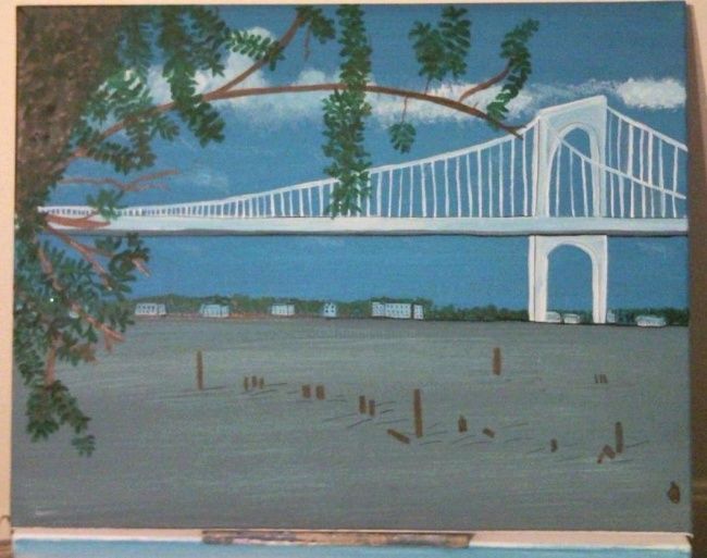 Painting titled "whitestone bridge p…" by Raggedyjan, Original Artwork
