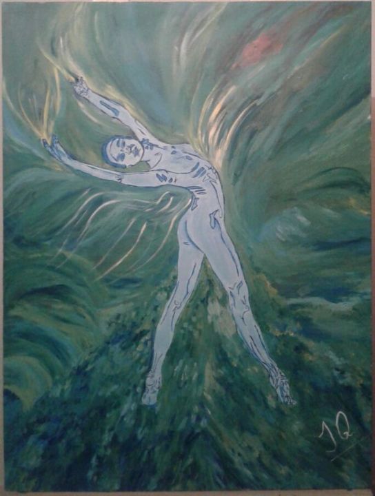 Peinture intitulée "Baile en selva" par Raherukia, Œuvre d'art originale, Acrylique