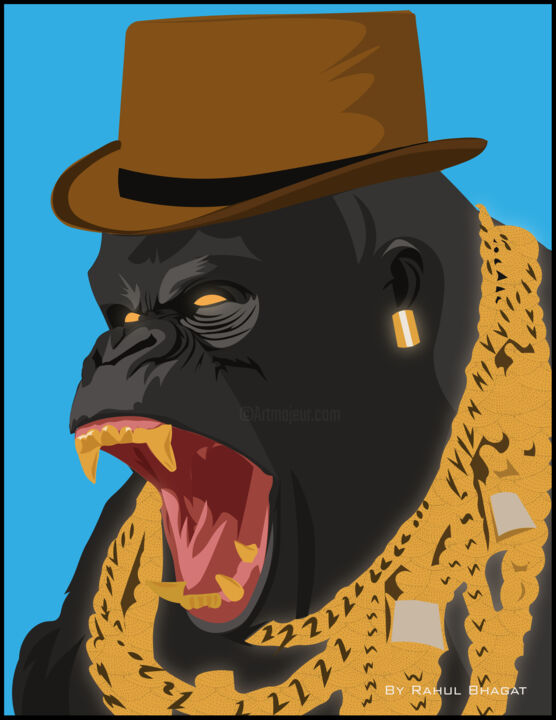 Arte digital titulada "gorilla gangster ma…" por Rahul Bhagat, Obra de arte original, Trabajo Digital 2D