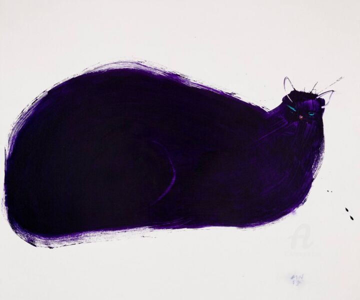 Картина под названием "Rufus, la chatte mé…" - Rai Escale, Подлинное произведение искусства, Акрил