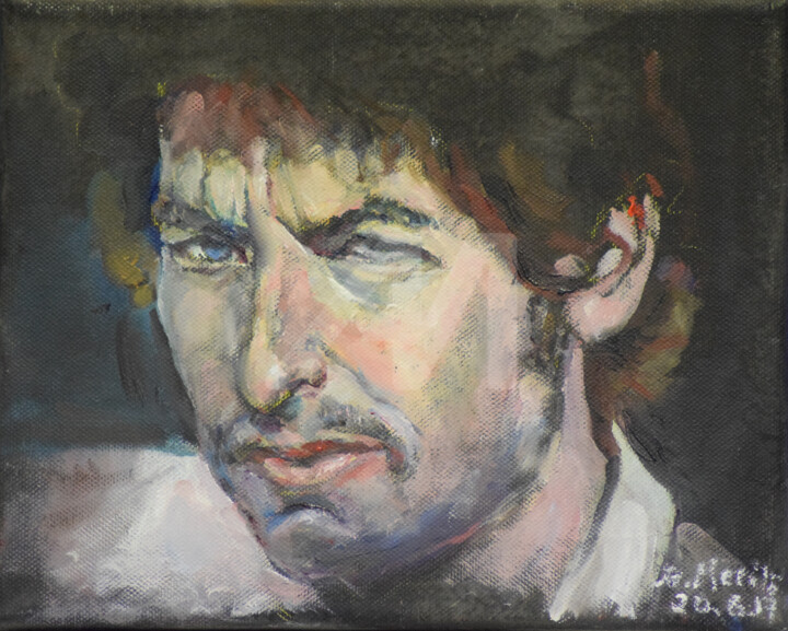 Schilderij getiteld "Bob Dylan" door Raija Merilä, Origineel Kunstwerk, Olie