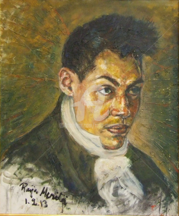 Painting titled "Portrait of Jesse" by Raija Merilä, Original Artwork, Oil