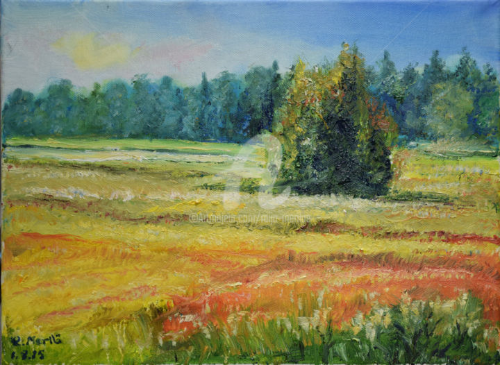 Pintura titulada "Autumn is Here" por Raija Merilä, Obra de arte original, Oleo