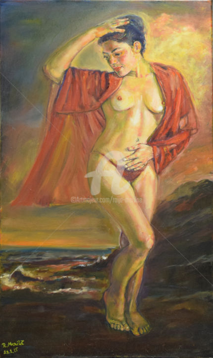 Malerei mit dem Titel "Venus from the sea" von Raija Merilä, Original-Kunstwerk, Öl