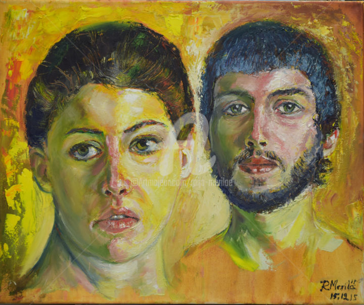 Pintura titulada "Couple" por Raija Merilä, Obra de arte original, Oleo