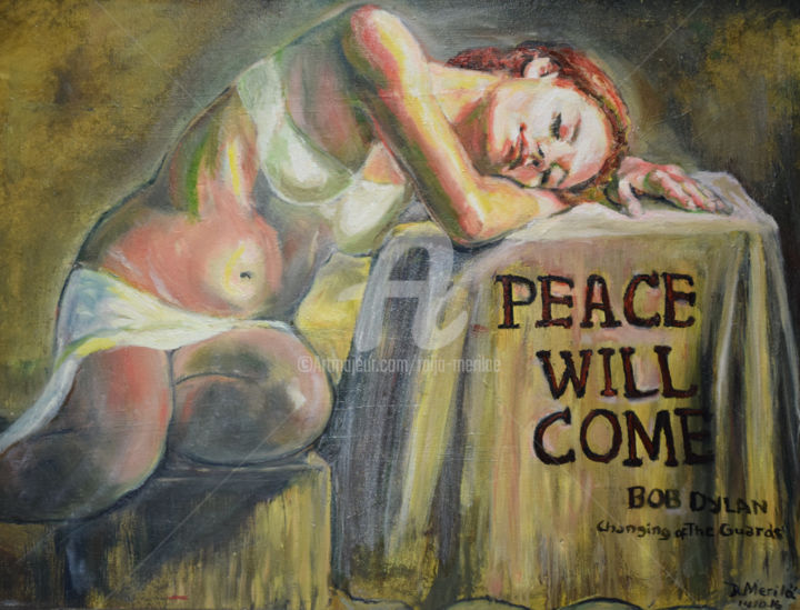 Pintura titulada "Peace Will Come" por Raija Merilä, Obra de arte original, Oleo