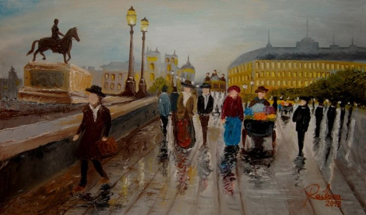 Pintura intitulada "dia-chuvoso-em-lond…" por Railson Damasceno, Obras de arte originais