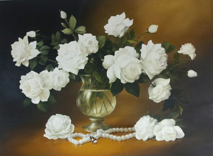 Painting titled "flowers.png" by Raimondas Dailidavicius, Original Artwork, Oil