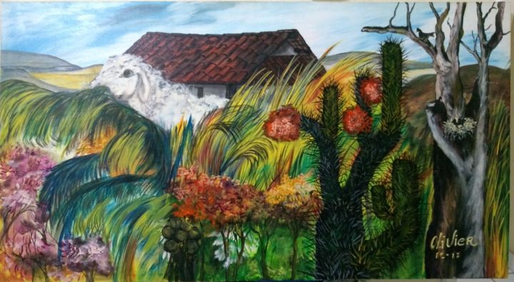 Pintura intitulada "Fazenda" por Olivier, Obras de arte originais, Acrílico
