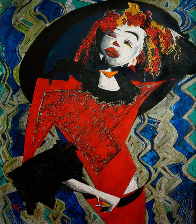 Painting titled "Модница" by Berestov, Original Artwork