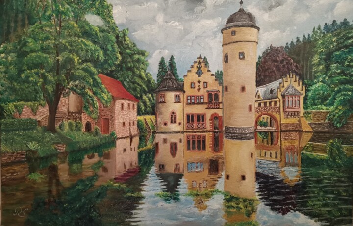 Painting titled "Schloss Mespelbrun" by Rainer Schmitt, Original Artwork, Oil