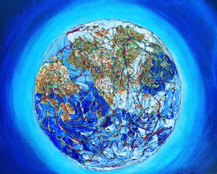 Ζωγραφική με τίτλο "New Earth" από Raisa Boatta, Αυθεντικά έργα τέχνης, Ακρυλικό