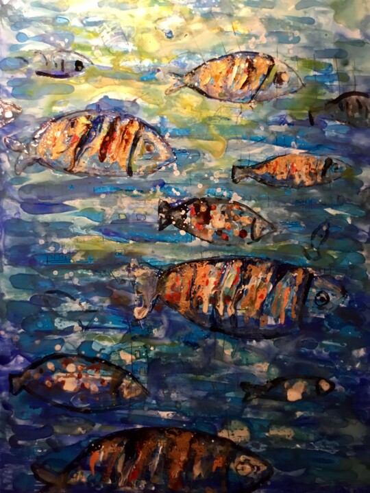 Painting titled "Undersea harmony,co…" by Raissa Kagan, Original Artwork, Ink