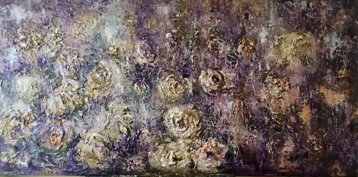 Painting titled "Floral galaxy oil p…" by Raissa Kagan, Original Artwork, Oil