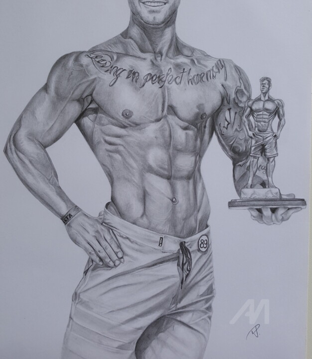 Desenho intitulada "Customer - BodyBuil…" por Raissa Levati Pelegrim, Obras de arte originais, Lápis