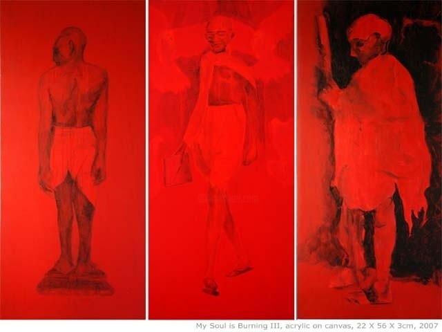 Peinture intitulée "my soul is burning…" par Raj Kumar Mazinder, Œuvre d'art originale