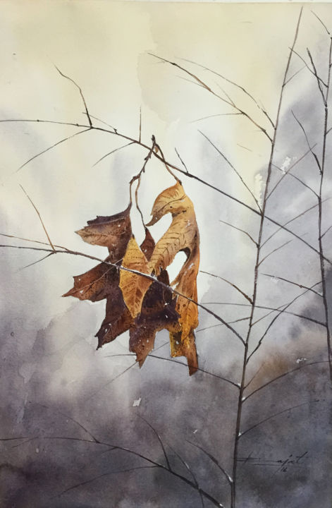 Painting titled "Hanging On" by Rajat Subhra Bandopadhyay, Original Artwork, Watercolor