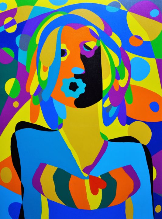 Malerei mit dem Titel "Dream Girl" von Rajat Verma, Original-Kunstwerk, Acryl