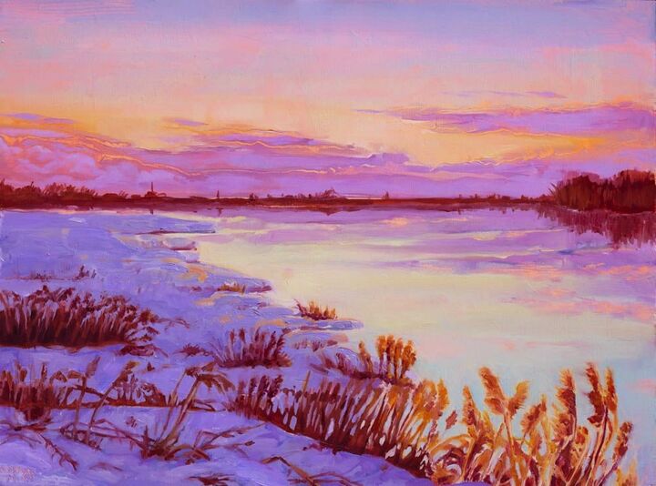 Malerei mit dem Titel "Winter Landscape" von Rajesh Saggi, Original-Kunstwerk, Acryl