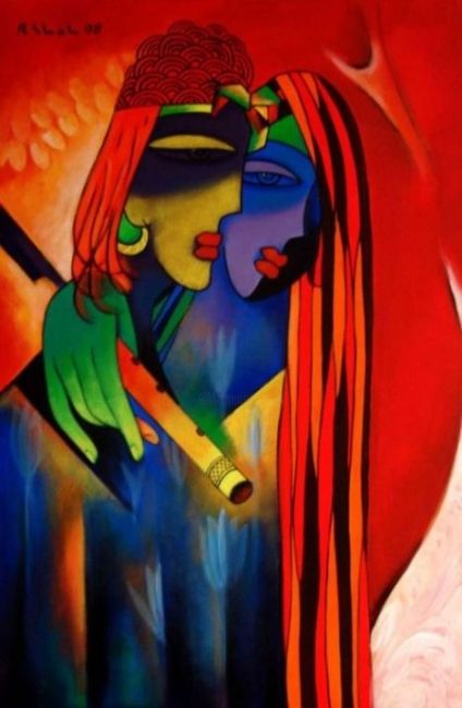 Peinture intitulée "Lovers - Made for e…" par Rajesh Shah, Œuvre d'art originale, Acrylique