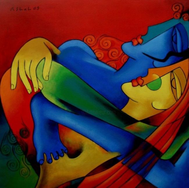 Peinture intitulée "Lovers - Made for e…" par Rajesh Shah, Œuvre d'art originale, Acrylique