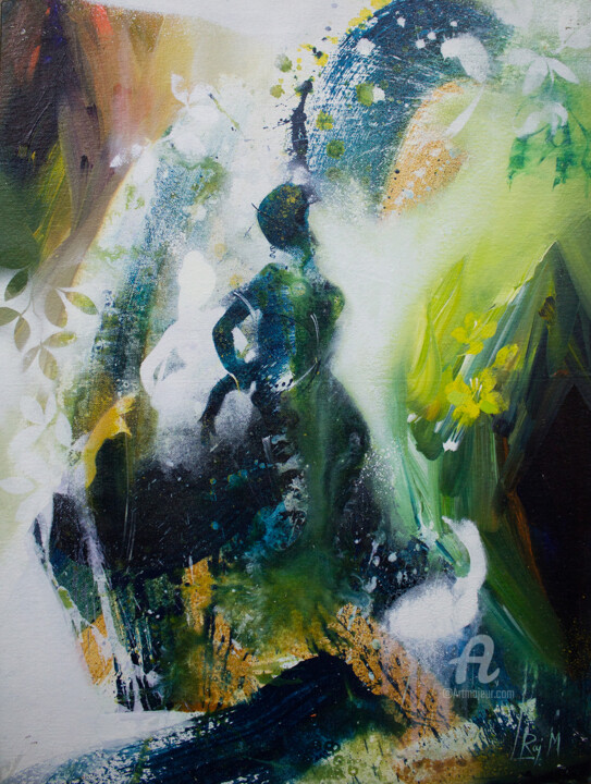 Schilderij getiteld "The Birth of Vasant" door Raj Maji, Origineel Kunstwerk, Acryl