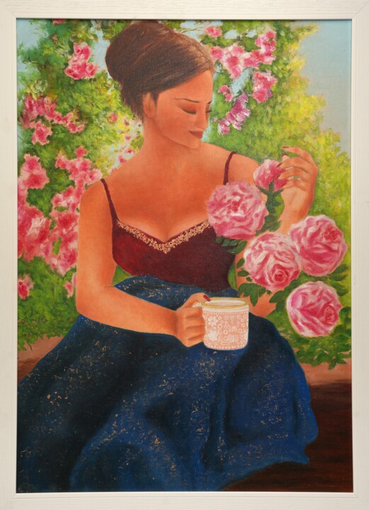 Painting titled "Morning Elegance: A…" by Rajnish Wadhwa, Original Artwork, Acrylic Mounted on Other rigid panel