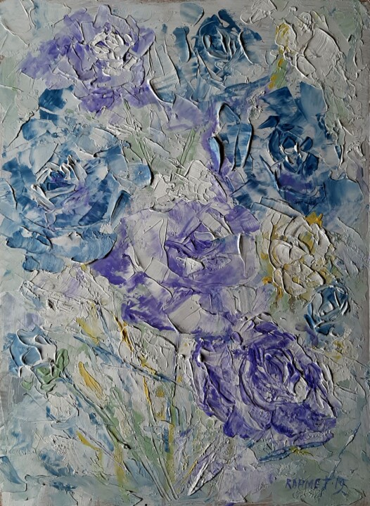 Painting titled "Purple Roses" by Rakhmet Redzhepov, Original Artwork, Acrylic
