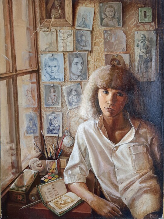 Schilderij getiteld "Irina" door Rakhmet Redzhepov, Origineel Kunstwerk, Olie Gemonteerd op Frame voor houten brancard