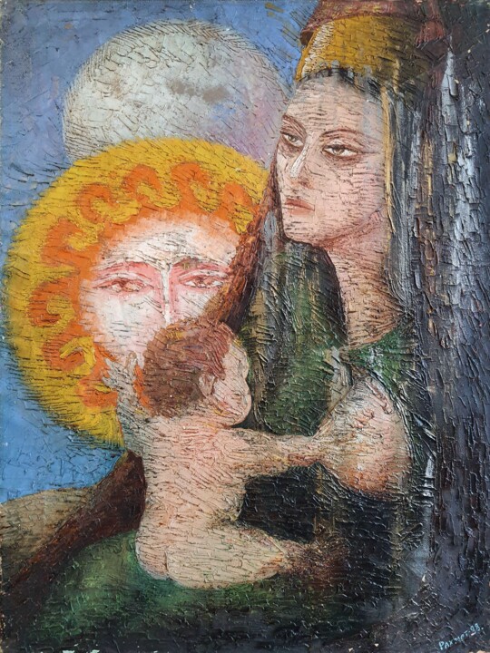Картина под названием "Motherhood" - Rakhmet Redzhepov, Подлинное произведение искусства, Масло Установлен на Деревянная рам…