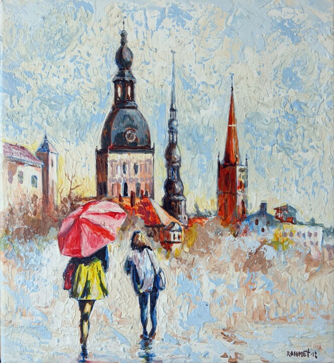 Картина под названием "Summer Rain in the…" - Rakhmet Redzhepov, Подлинное произведение искусства, Масло Установлен на Дерев…