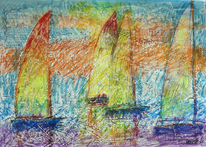 Drawing titled "Colored Sails." by Rakhmet Redzhepov, Original Artwork, Acrylic