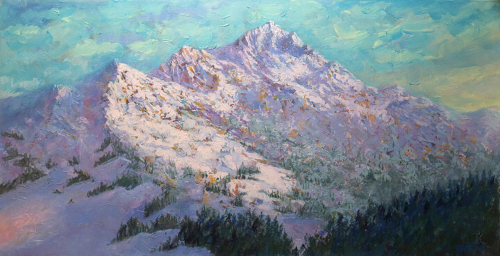 Painting titled "Beautiful Mountains." by Rakhmet Redzhepov, Original Artwork, Acrylic