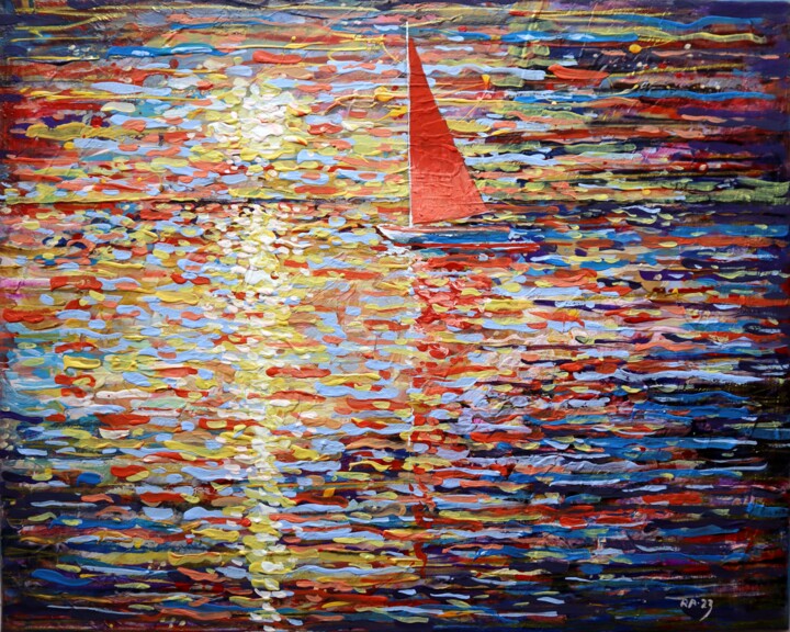Painting titled "Sunny Wind" by Rakhmet Redzhepov, Original Artwork, Oil Mounted on Wood Stretcher frame