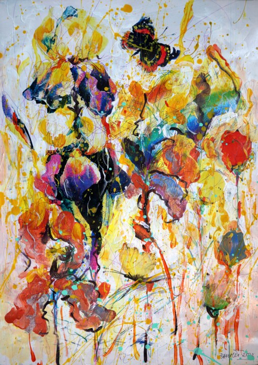 绘画 标题为“Fantasy with Flower…” 由Rakhmet Redzhepov, 原创艺术品, 丙烯