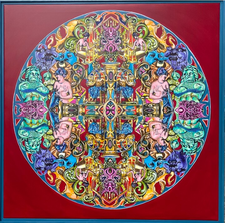 Peinture intitulée "Neptun Mandala" par Ralf Abati, Œuvre d'art originale, Acrylique Monté sur Châssis en bois