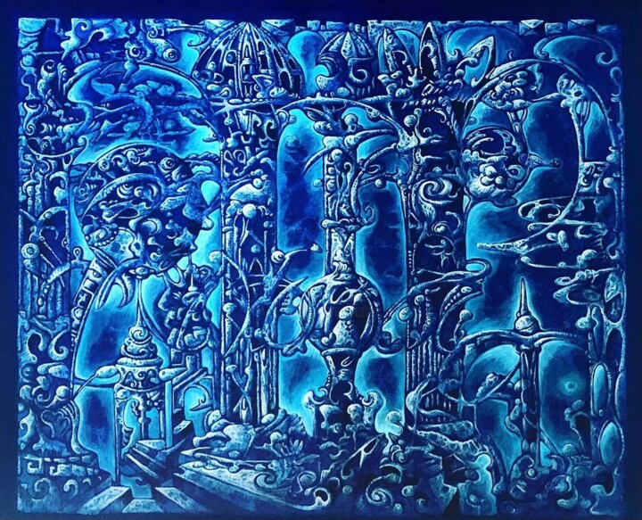 Pintura intitulada "Mediterrane Utopie" por Ralf Abati, Obras de arte originais, Acrílico Montado em Armação em madeira