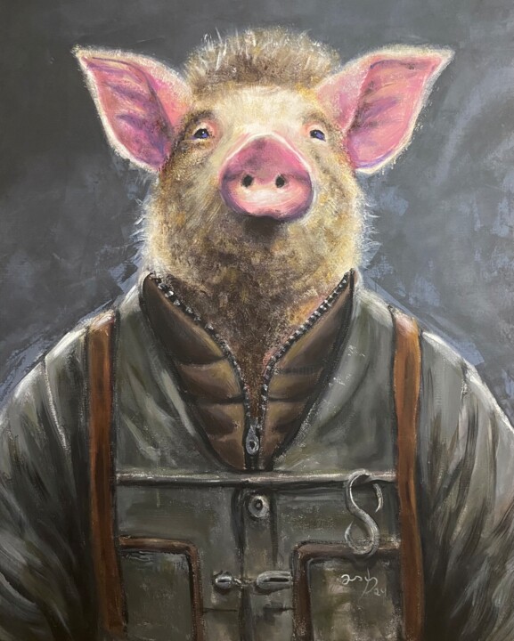Malerei mit dem Titel "Schweinerei" von Ralf Benick, Original-Kunstwerk, Acryl