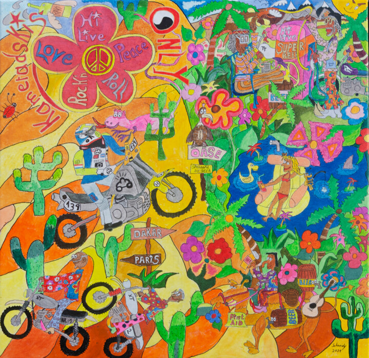 Malerei mit dem Titel "Dakar-Paris" von Ralf Schneider, Original-Kunstwerk, Acryl