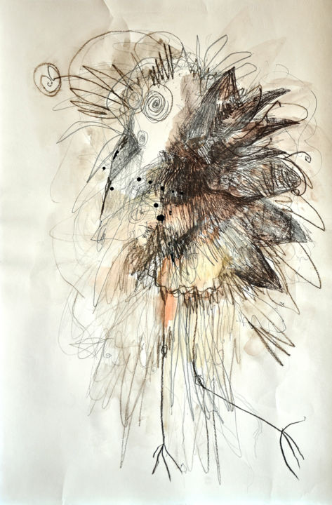Drawing titled "Bird / Ptaszysko" by Justyna Ralicka, Original Artwork, Graphite