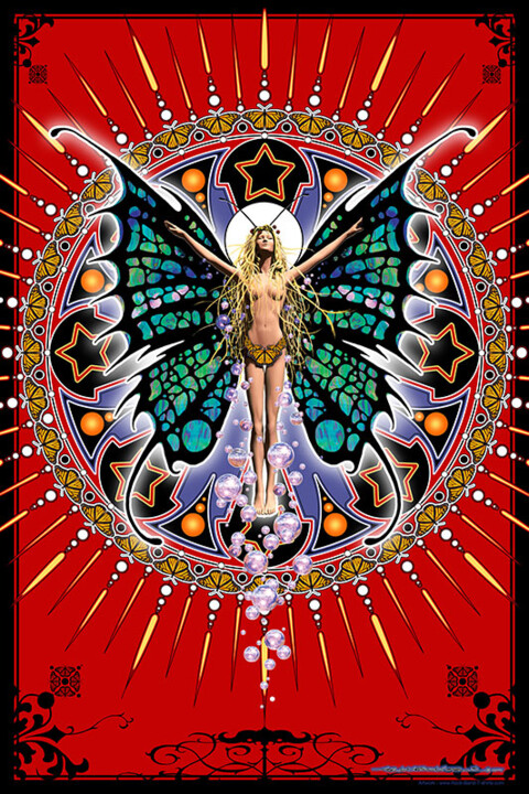 Digitale Kunst mit dem Titel "Butterfly Lady Tape…" von Ralph Manis (Infinitee), Original-Kunstwerk, Digitale Malerei