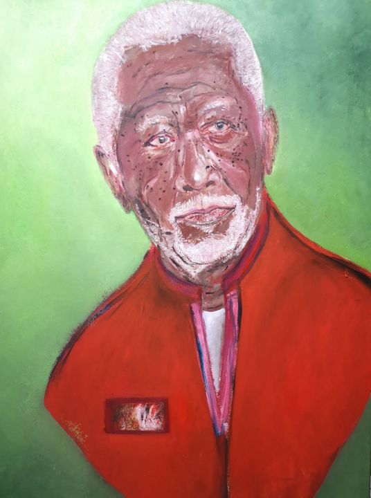 Peinture intitulée "Morgan Freeman" par Ralph Spegelaere, Œuvre d'art originale, Huile