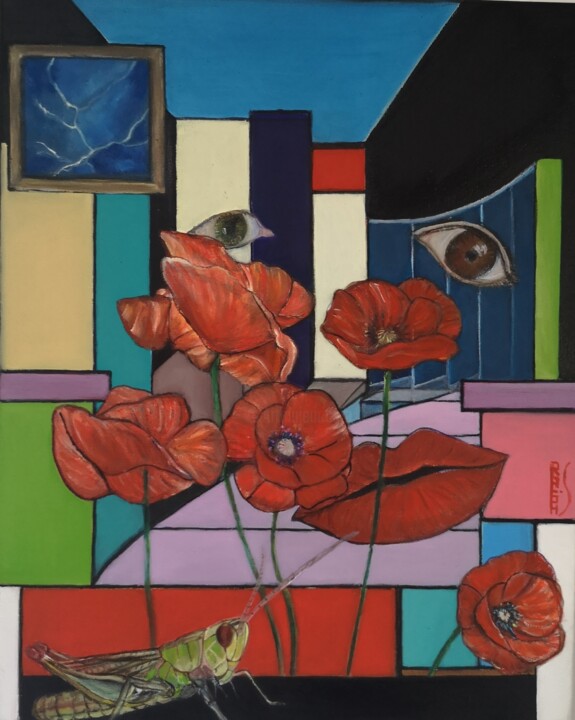 Painting titled "Le jardin de Jim" by Ralph Spegelaere, Original Artwork, Oil