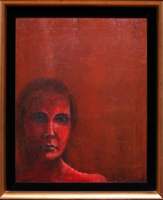 Картина под названием "Lady in Red" - Ralph Papa, Подлинное произведение искусства
