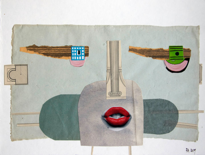 Collagen mit dem Titel "The Accounting Women" von Raluca Arnăutu, Original-Kunstwerk, Collagen Auf Karton montiert