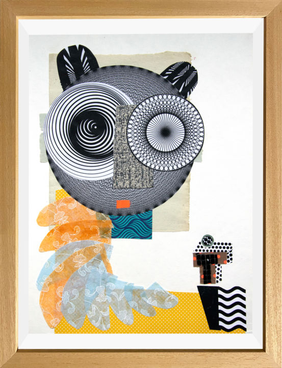Collages titled "The Archangel" by Raluca Arnăutu, Original Artwork, Collages Mounted on Cardboard