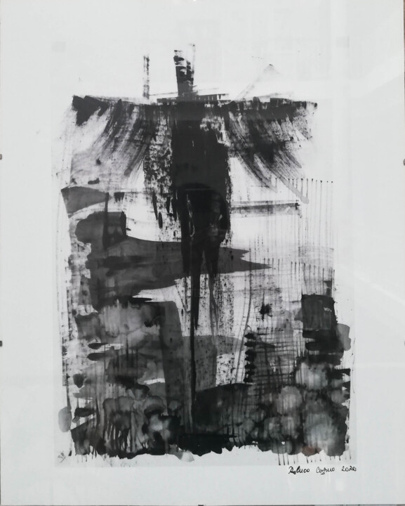 Pittura intitolato "Darkness" da Raluca Cozma (Black Bird Art), Opera d'arte originale, Inchiostro