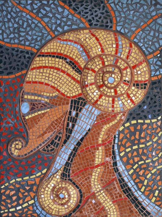 Scultura intitolato "The sea creature" da Raluca-Ioana Enăchescu, Opera d'arte originale, Mosaico