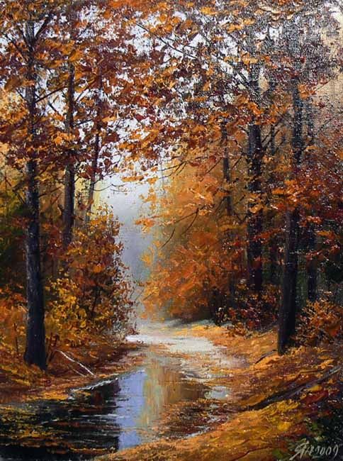 Pintura titulada "Осенний парк" por Ian, Obra de arte original